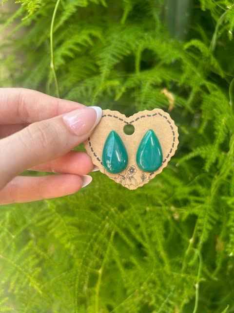 Green Agate Teardrop Earrings