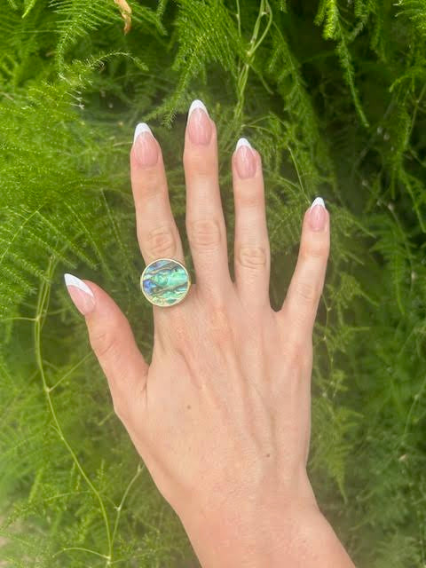 Gold Abalone Circle Ring
