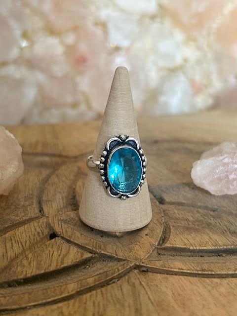 Celestial Crescent Topaz Ring