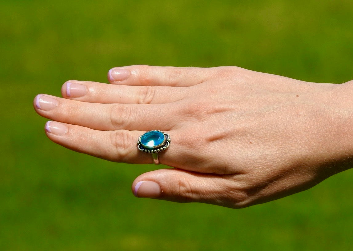 Celestial Crescent Topaz Ring