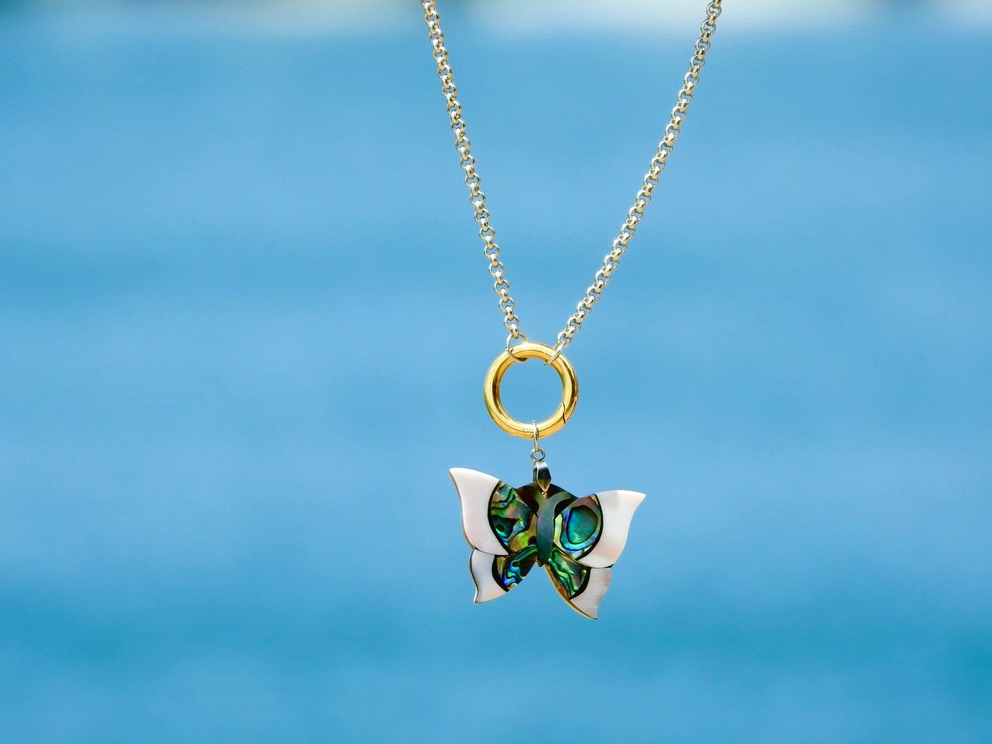 Abalone Butterfly Necklace – Vintage Style Pendant Jewelry