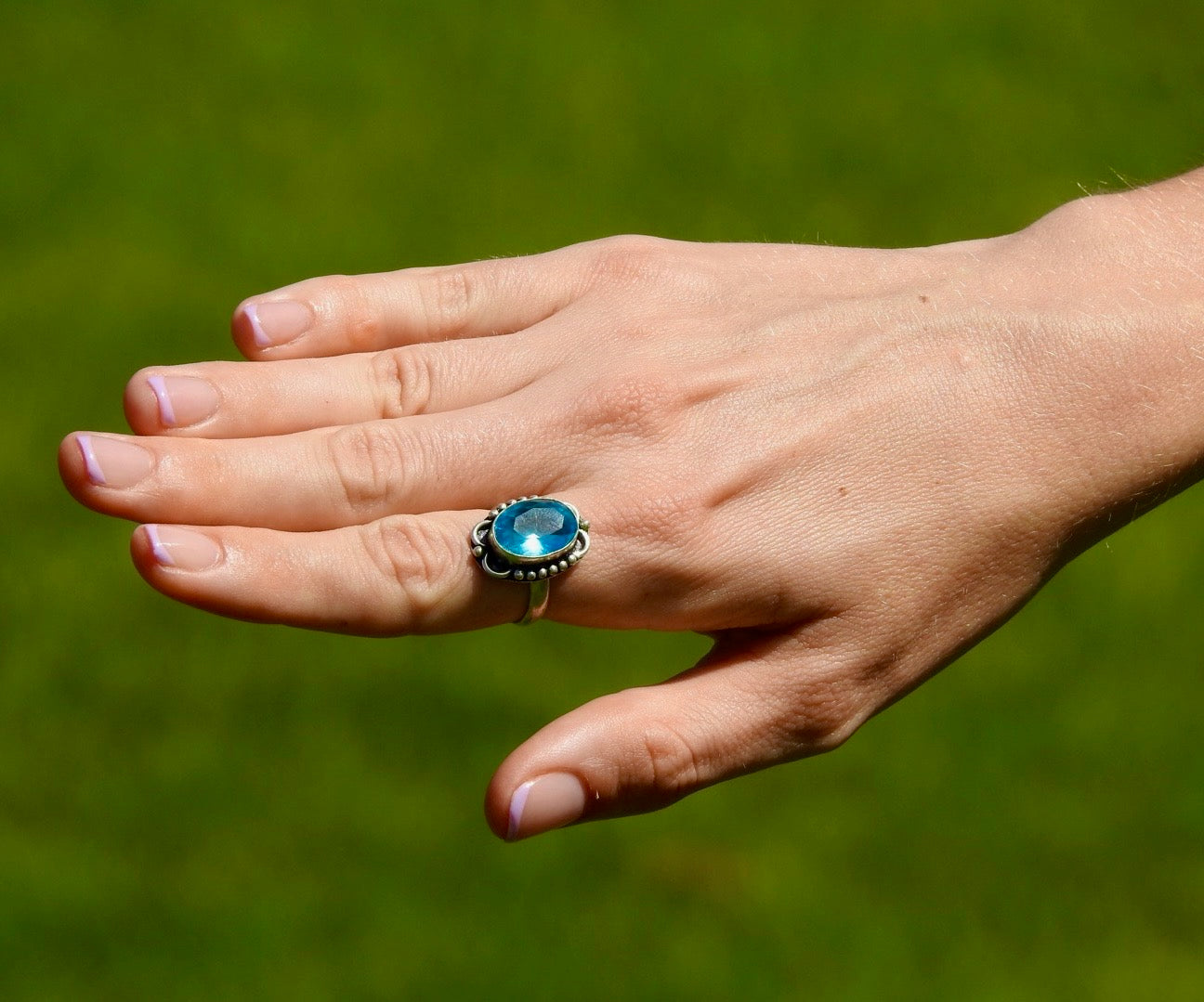 Celestial Crescent Topaz Ring