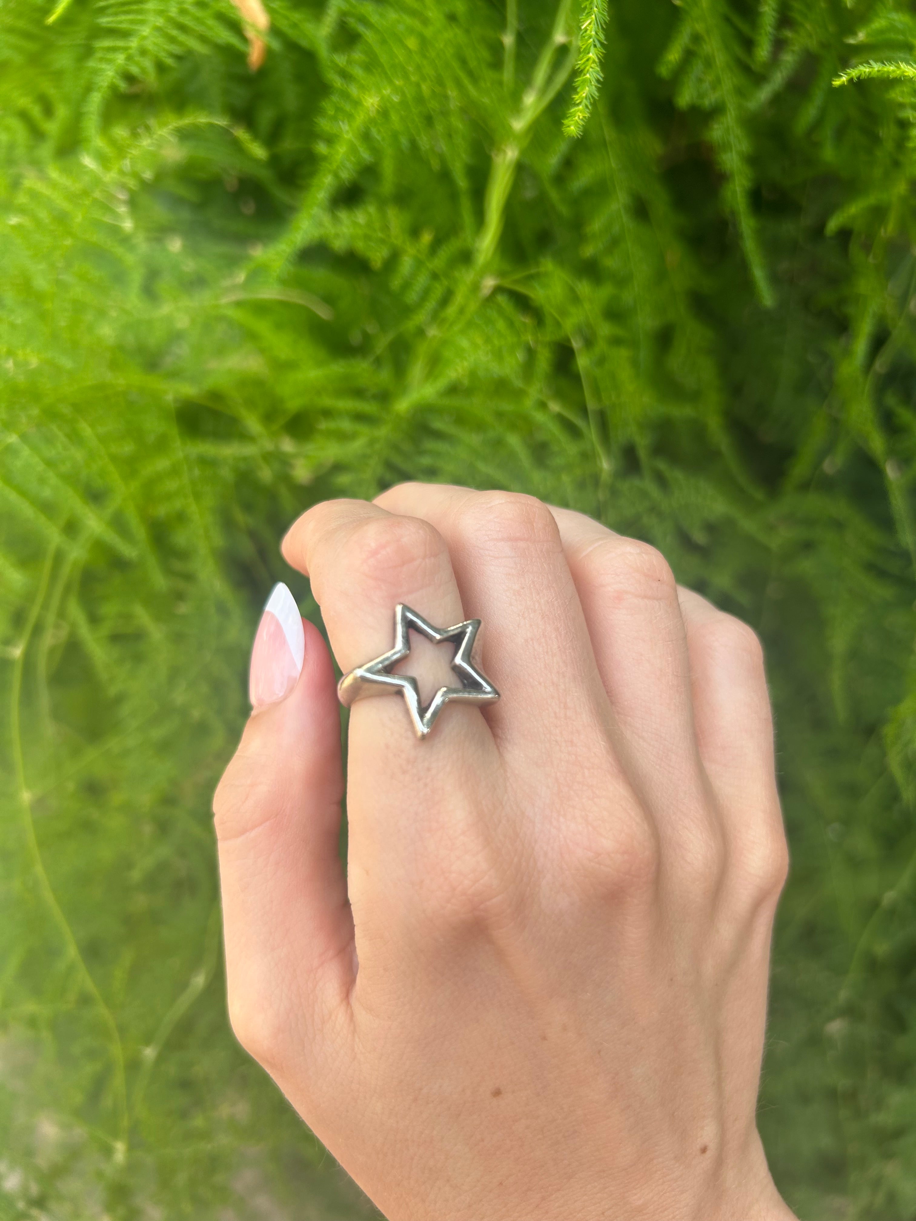 Gold or Silver Cut-Out Star Ring – Adjustable Celestial Jewelry