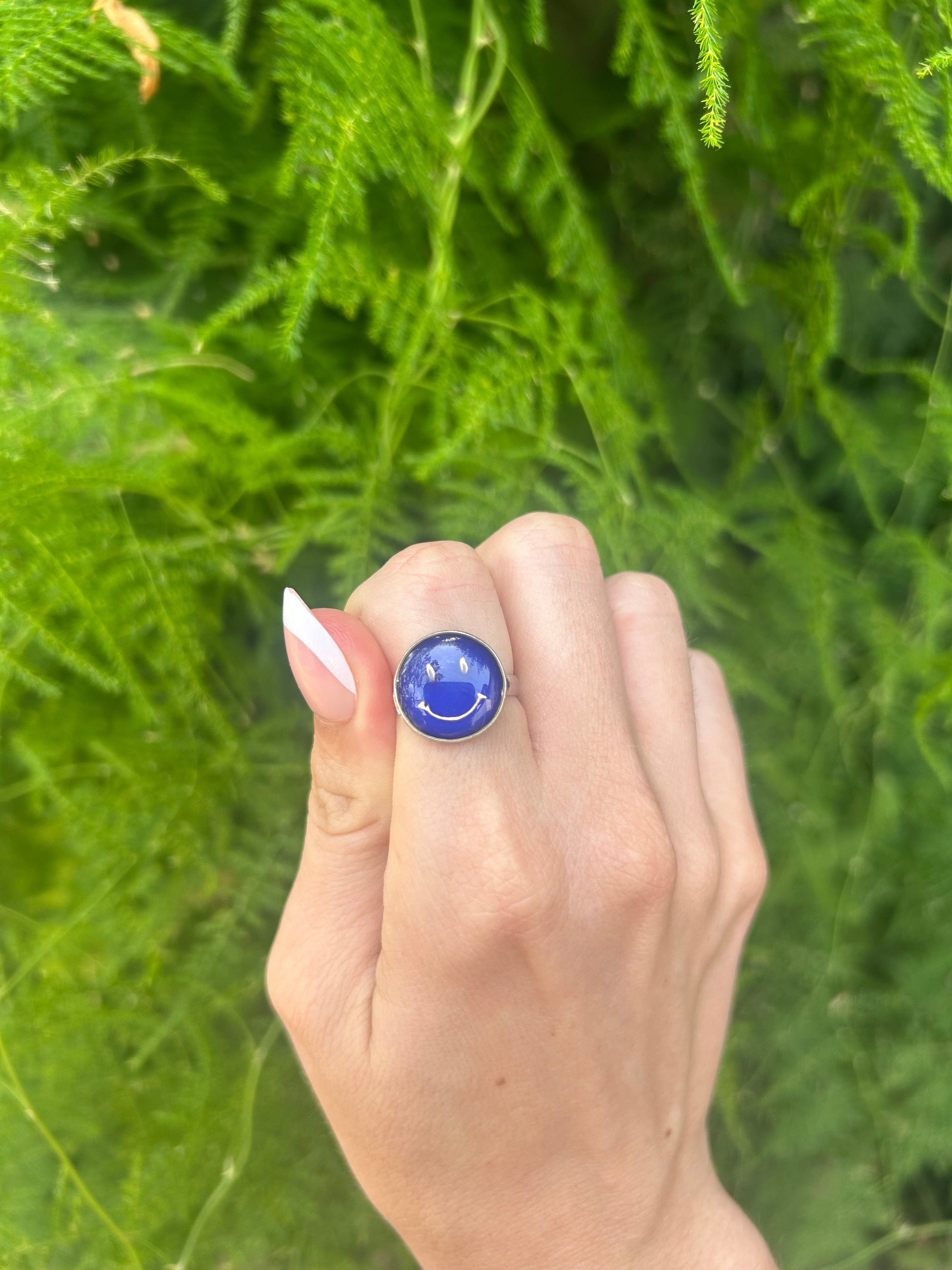 Smiley Face Mood Ring-Silver Plated Jewelry