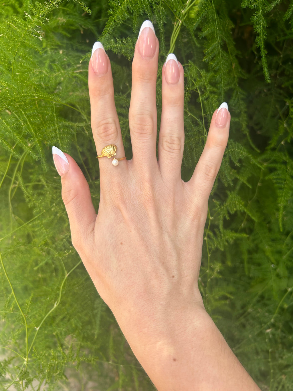 Gold Seashell Ring with Pearl-Mermaid Ring