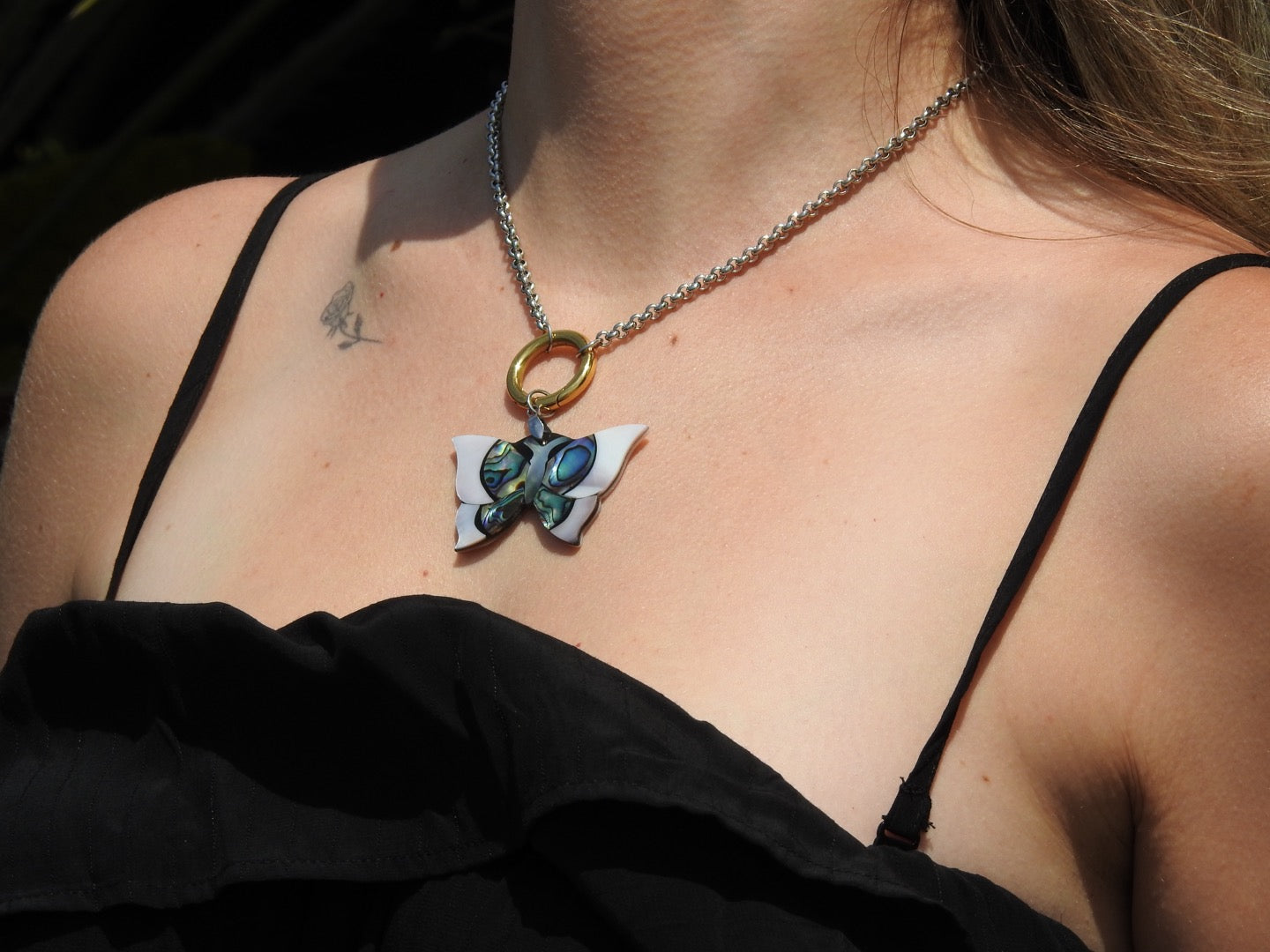 Abalone Butterfly Necklace – Vintage Style Pendant Jewelry