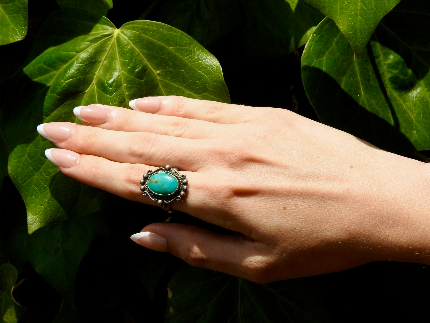 Teal Turquoise Gemstone Ring – Silver/Gold Adjustable Crystal Jewelry
