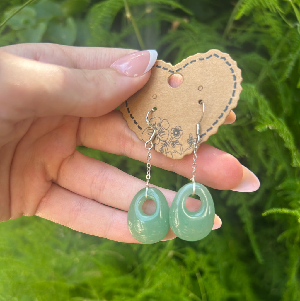 Green Aventurine Earrings- Retro Style Jewelry
