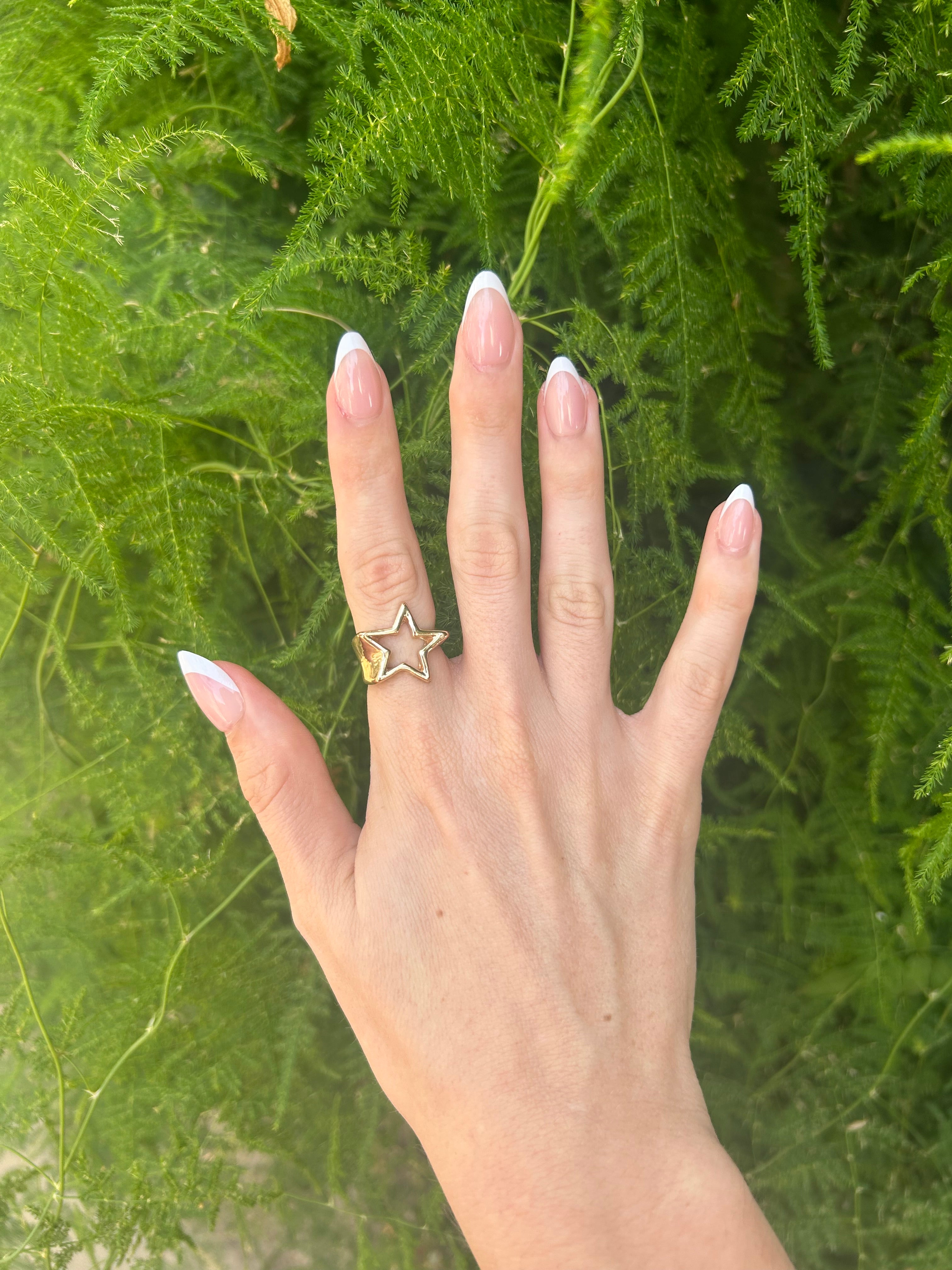 Gold or Silver Cut-Out Star Ring – Adjustable Celestial Jewelry