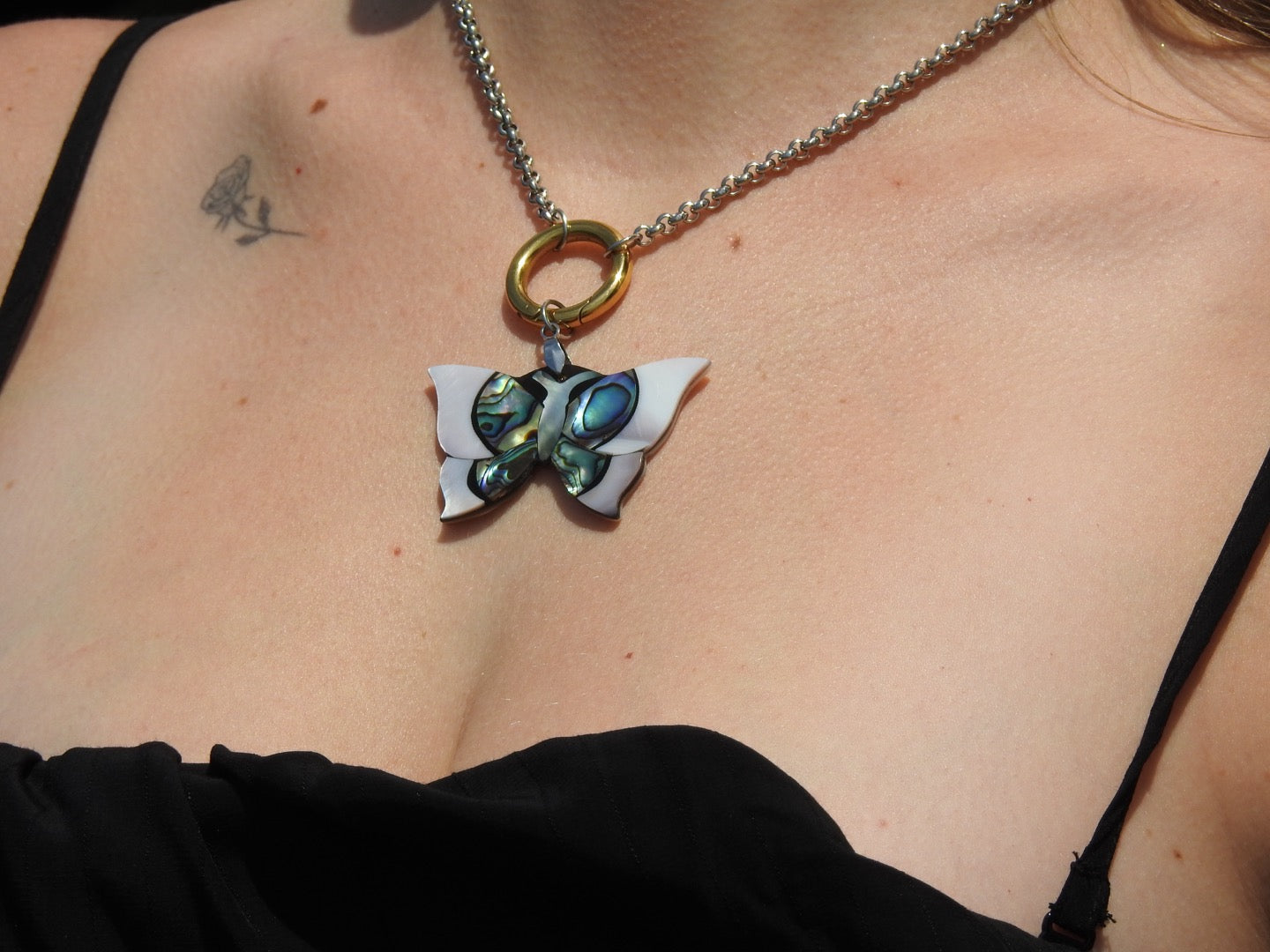 Abalone Butterfly Necklace – Vintage Style Pendant Jewelry